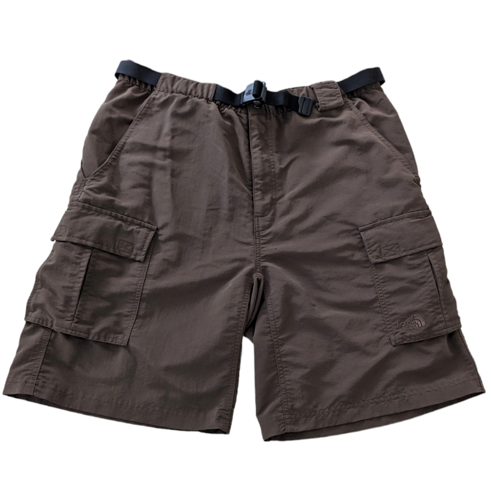 The North Face Men's Lined Belted Nylon Shorts Cargo Brown Size L Hiking Camping